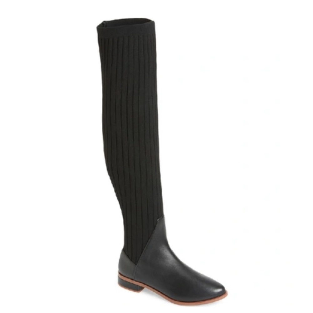 KELSI DAGGER BRO ALVA OVER -the-Knee Sock Knit Boot in Black size 7.5 NWOT!